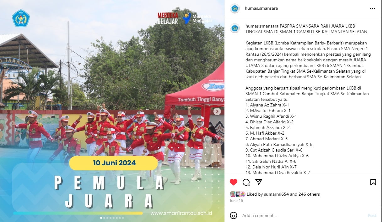Juara 3 LKBB di SMAN 1 Gambut tahun 2024
